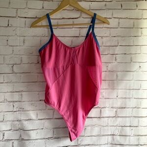 Colsie Vibrant Pink Bodysuit with Blue Accents